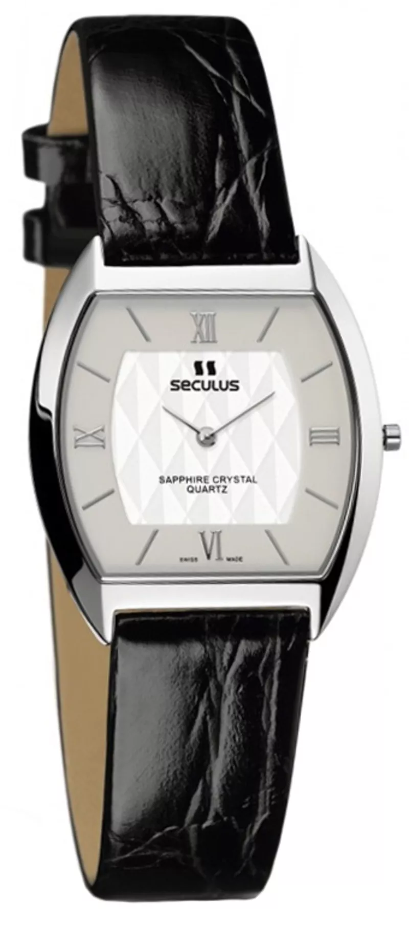 Часы Seculus 1613.1.106 white, ss, black leather