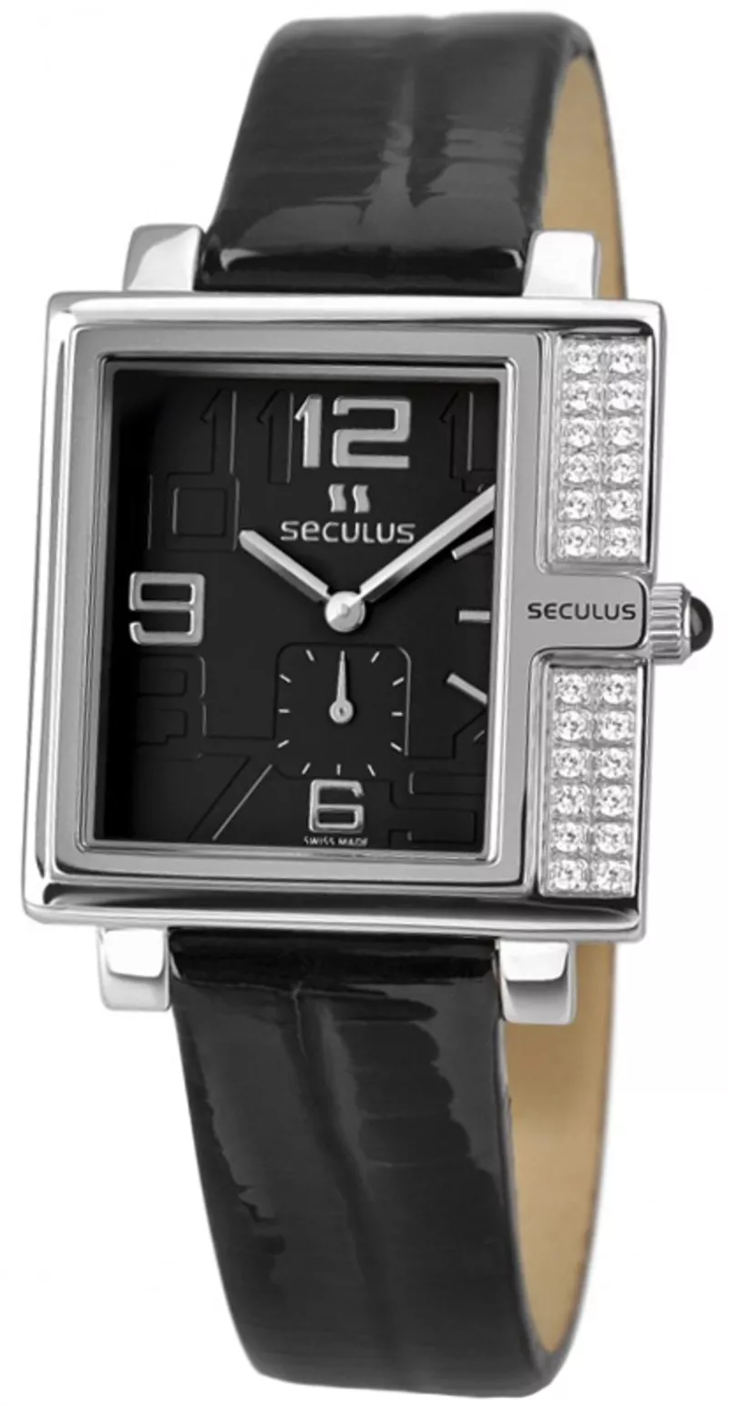 Часы Seculus 1670.2.1064 black, ss-cz, black leather