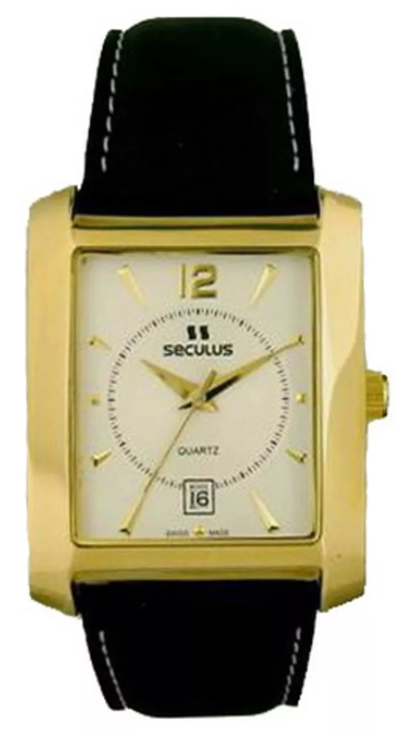 Часы Seculus 4419.1.505 white ap-g, pvd, black leather