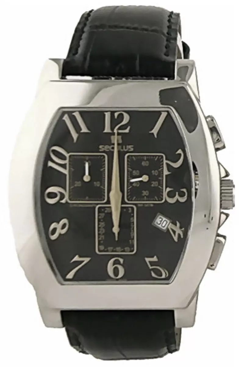 Часы Seculus 4469.1.816 ss case, black dial, black leather