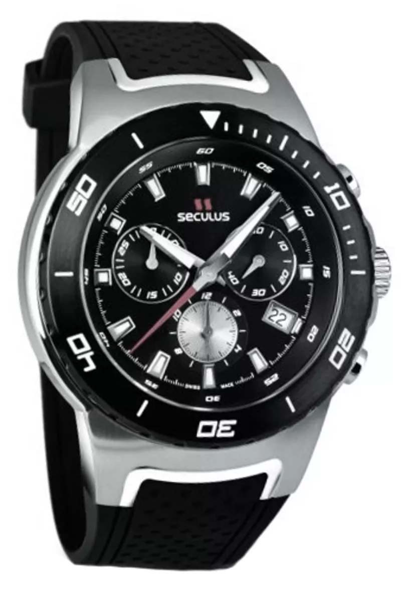 Часы Seculus 4488.2.503 black, ss tr-ipb silver, silicon black