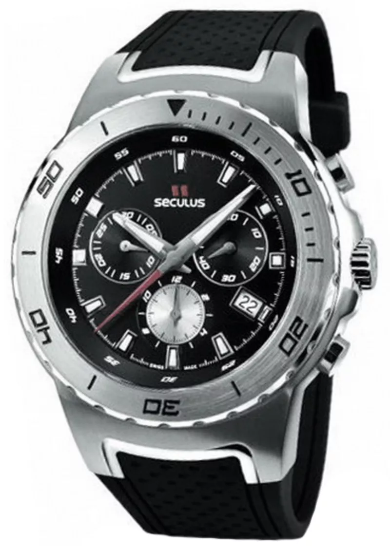 Часы Seculus 4488.2.503 black, ss tr-silver, silicon black