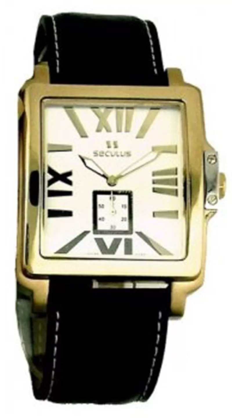 Часы Seculus 4492.1.1069 stainless-gilt, pvd, black leather