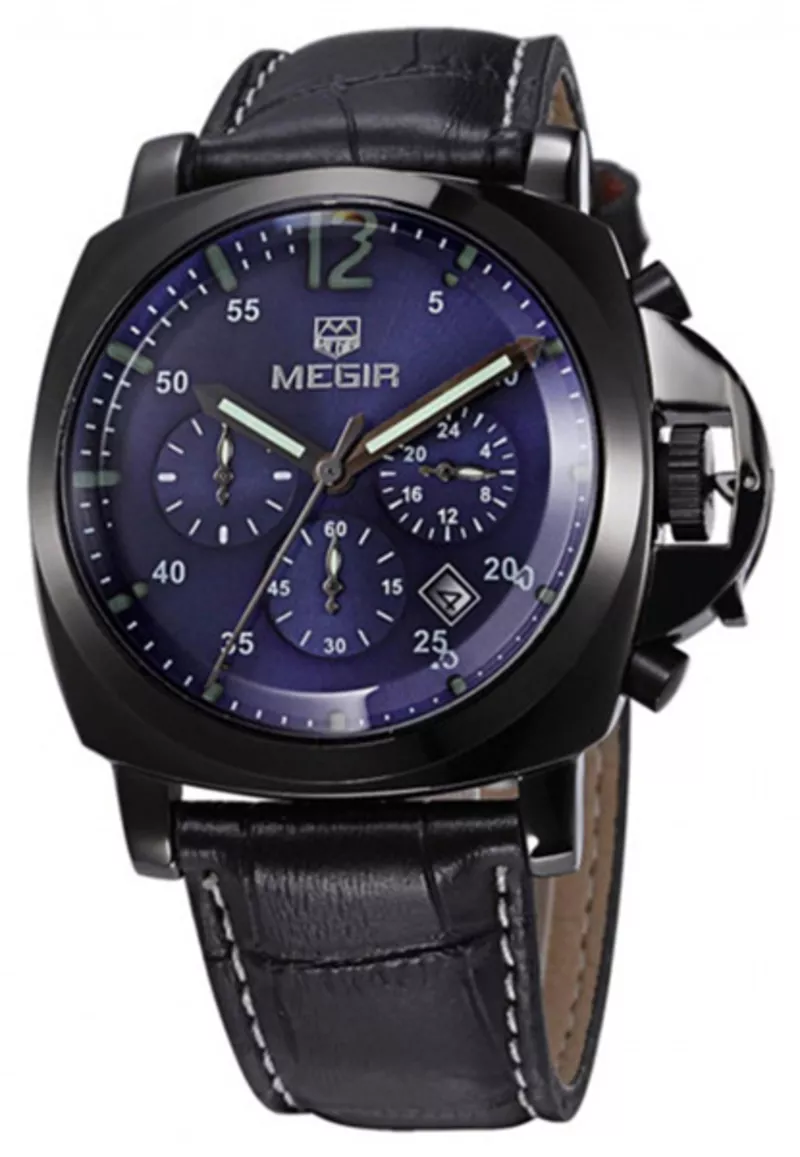 Часы Megir Black Blue Black MG3006