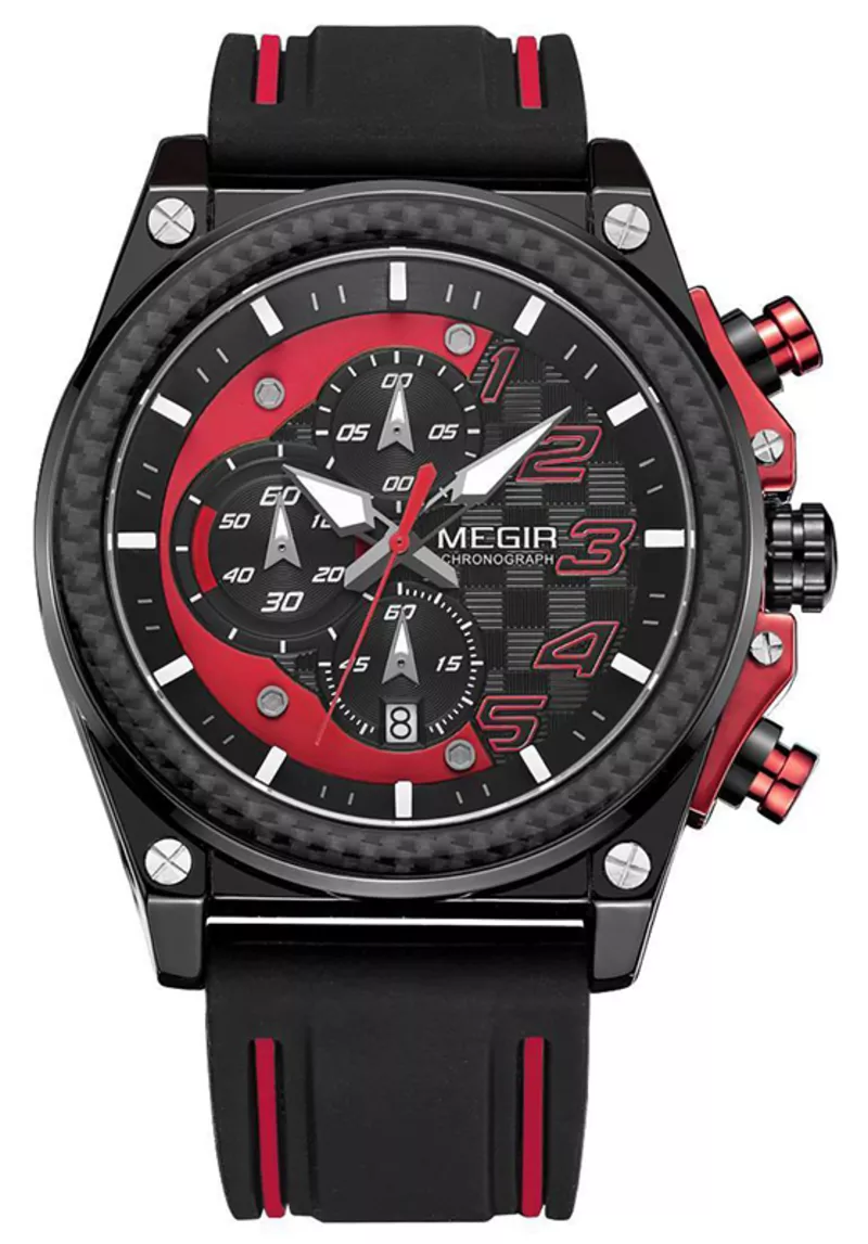 Часы Megir Black Red Black MG2051