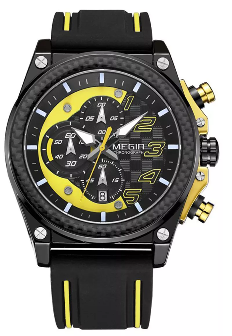 Часы Megir Black Yellow Black MG2051