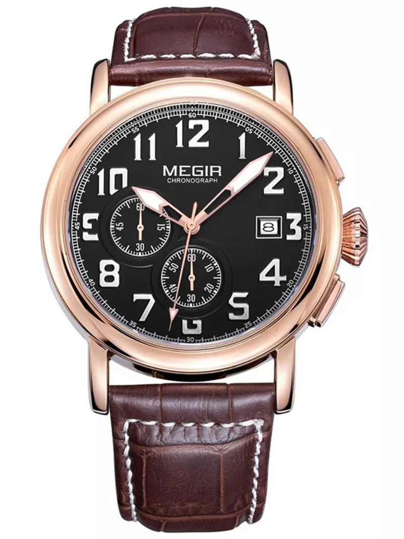 Часы Megir Gold Black Brown MG2031