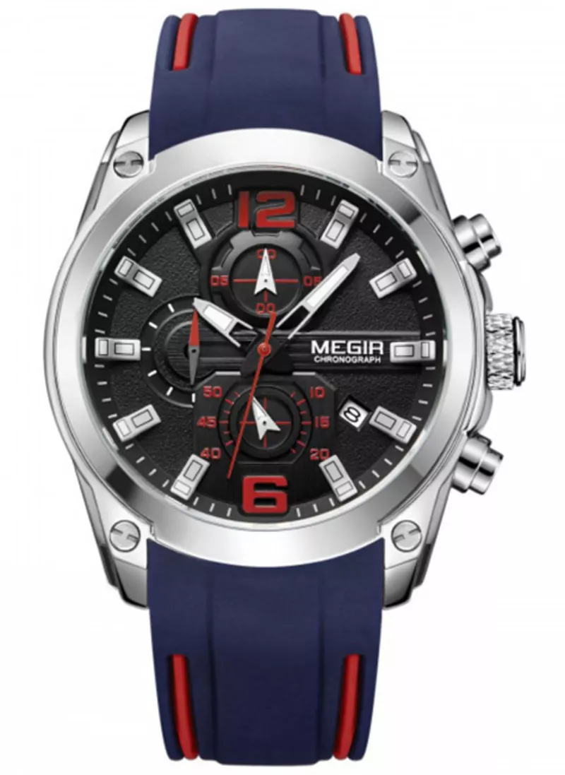 Часы Megir Silver Black Blue MG2063