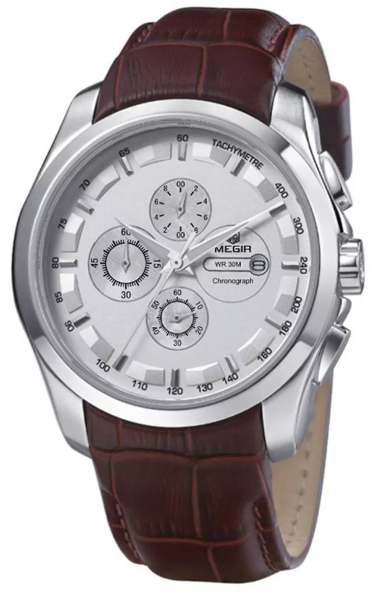 Часы Megir Silver White Brown MG5003