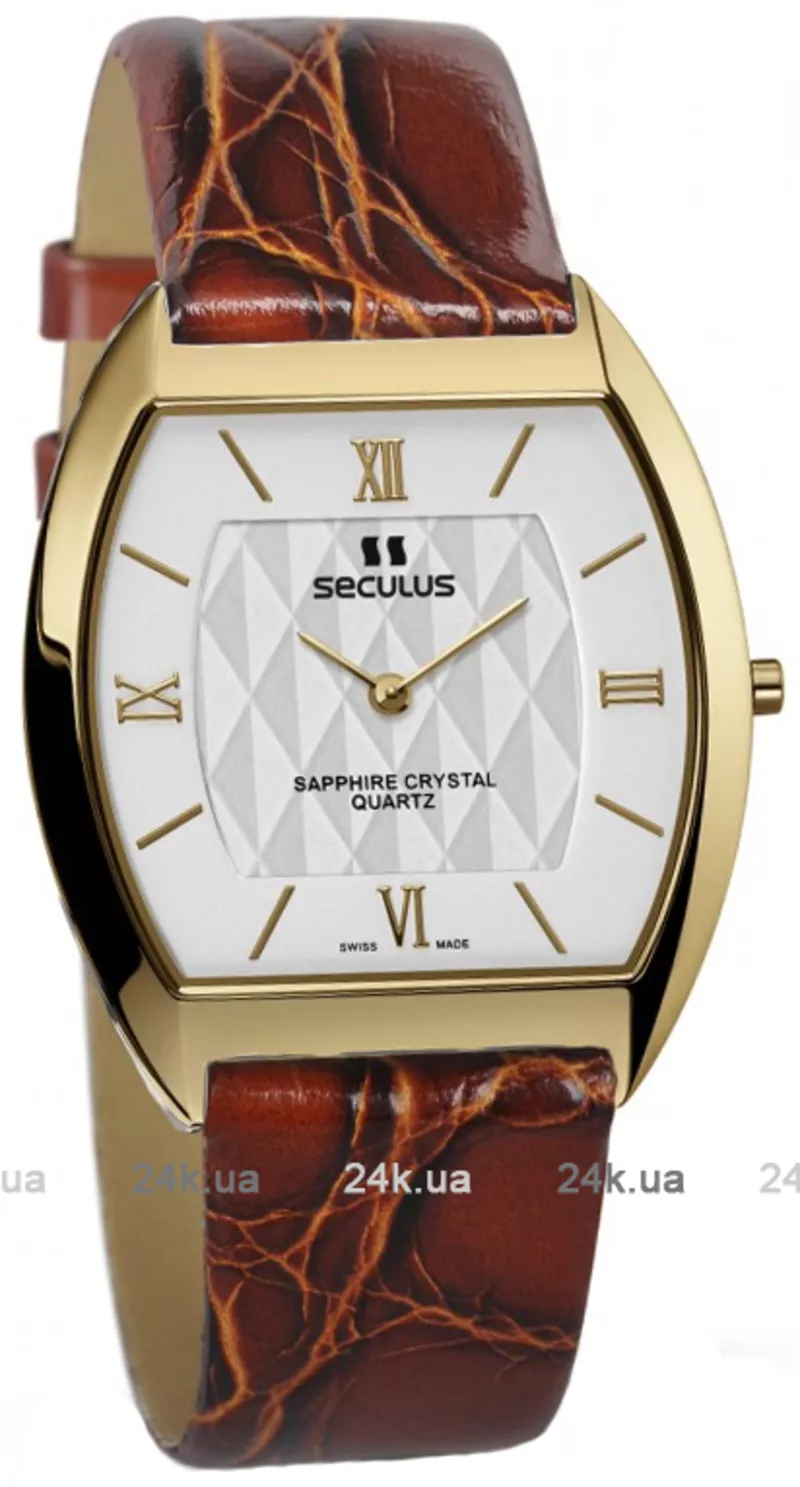 Часы Seculus 1613.1.106 white, pvd, brown leather
