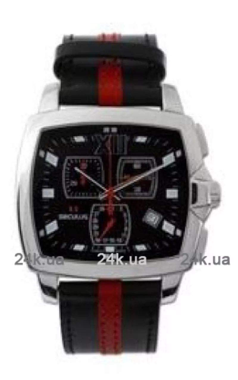 Часы Seculus 4480.1.816 black, ss, black red leather
