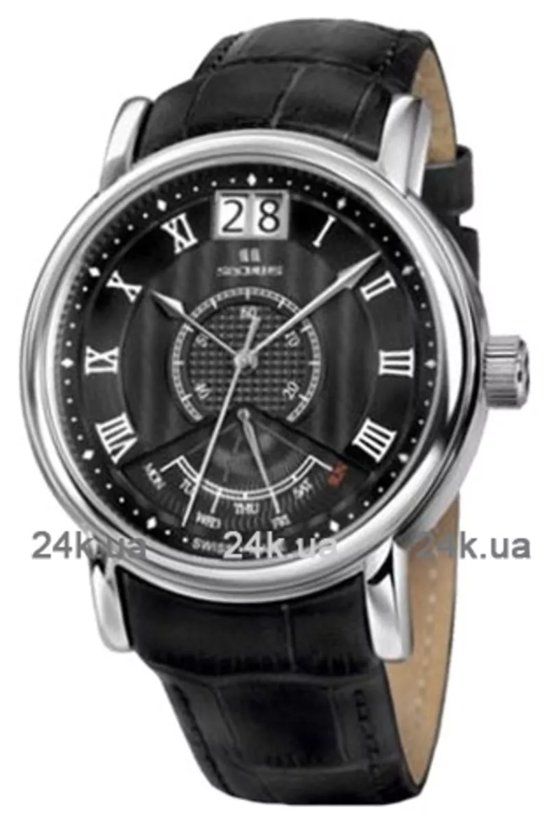 Часы Seculus 4506.3.7003 black, ss, black leather