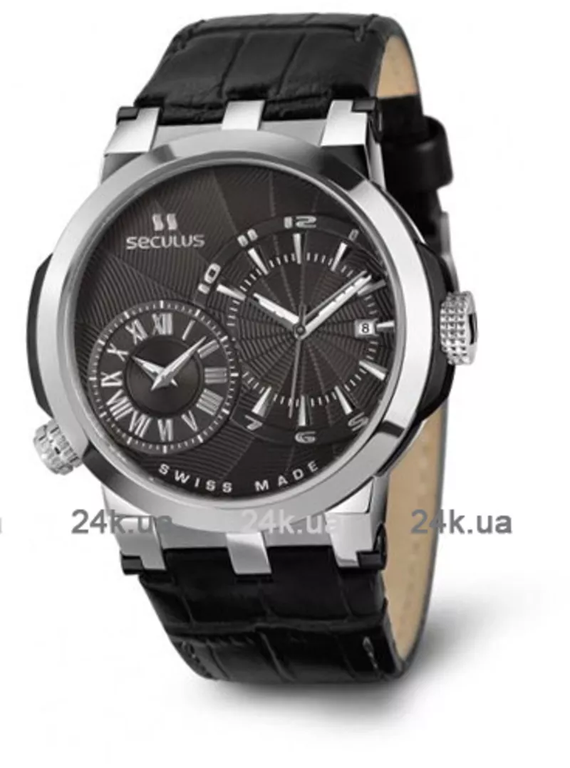 Часы Seculus 4511.5.775/751 black, ss, black leather