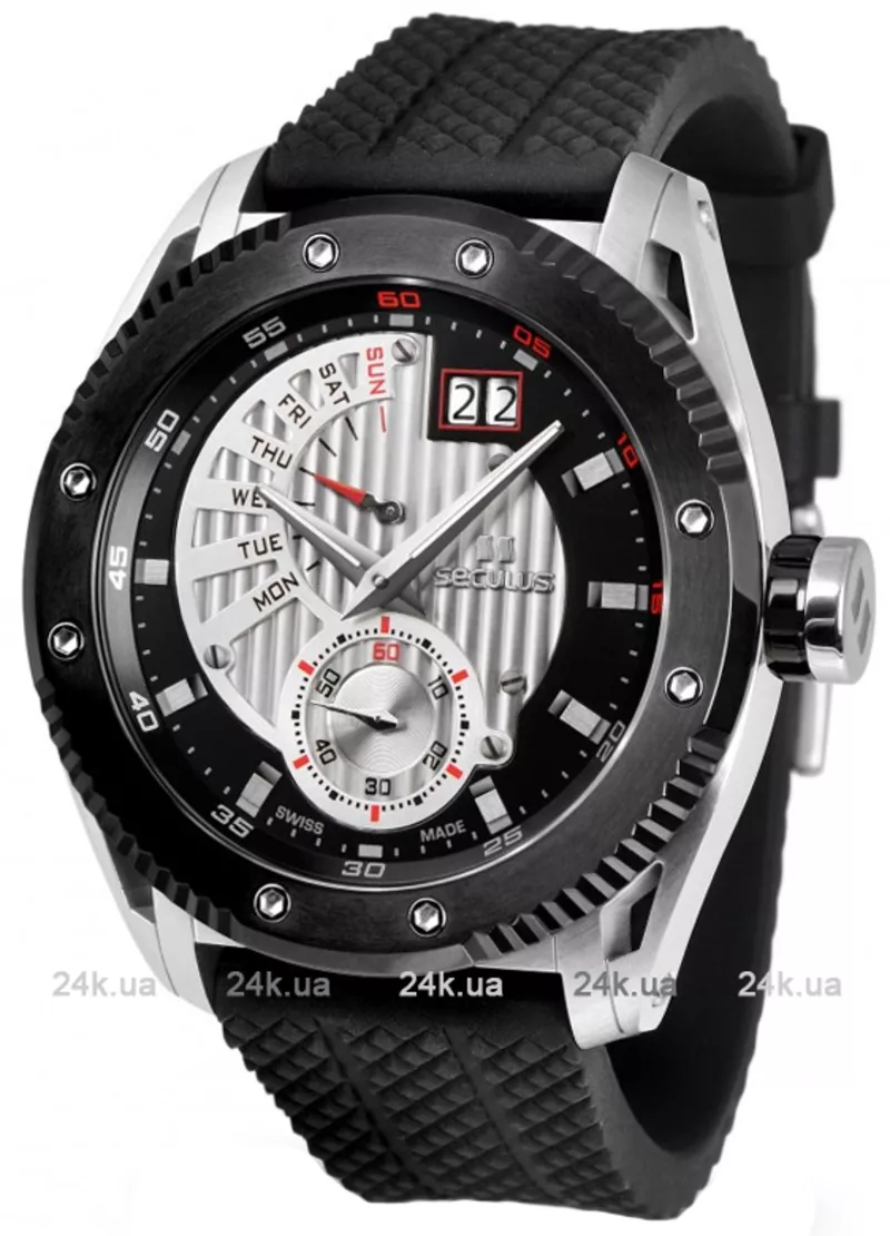 Часы Seculus 9535.2.7004P black-white, ss-ipb, black silicon