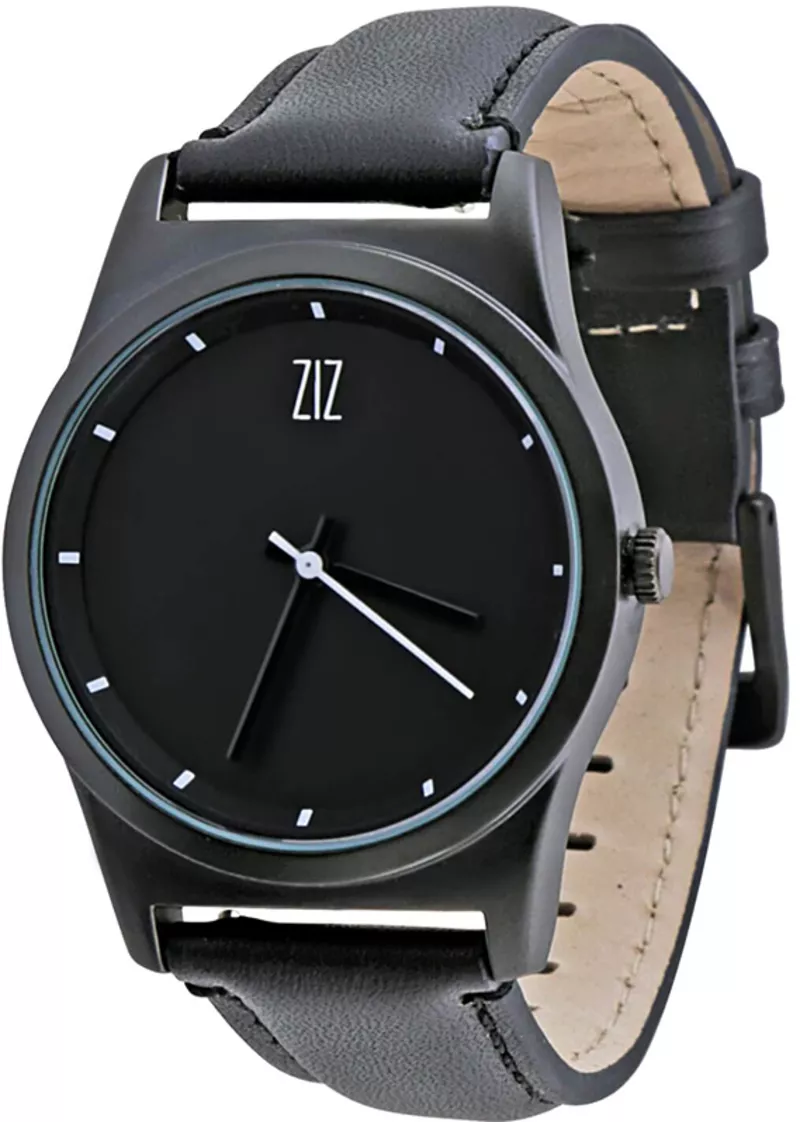 Часы ZIZ 6 секунд Black (черный кожаный ремешок)